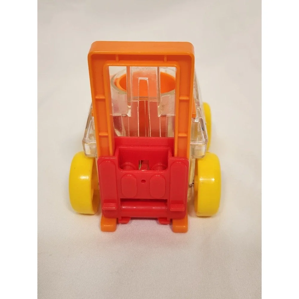 Vintage 1988 Playskool Clear Plastic Toy Forklift Vehicle Yellow Wheels 5035